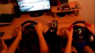 DiRT 3 SplitScreen PC Gameplay Logitech G25 amp Logitech Force EX HD [upl. by Emearg659]