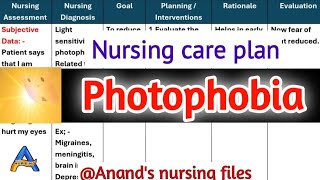 Photophobia nursing care planNcp on PhotophobiaPhotophobia ka Nursing care plan [upl. by Nawk]