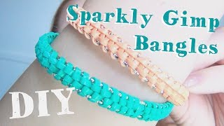 DIY Sparkly Gimp Bangles ♥ Plastic Lace Boondoggle Jewelry [upl. by Mendy]