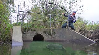 I Hooked a BIG Mystery Fish In The SEWER PIPE After The Flood [upl. by Anerda]