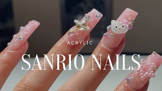 SANRIO INSPIRED NAIL ART 💫💖Acrylic nail design 🫶🏼✨ [upl. by Jori]