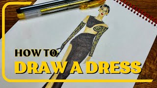 Fashion Sketch Made Simple Easy Tutorial for Dress Drawing [upl. by Triley577]