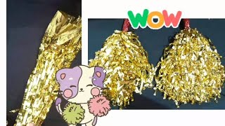 Old birthday decoration material converted into beautiful CHEERLEADING POM POMS🎉🎉🎊🎊youtube viral [upl. by Sammy]