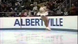 Tonya Harding  1992 Albertville Ladies Free Skate Triple Axel Attempt [upl. by Osicnarf]