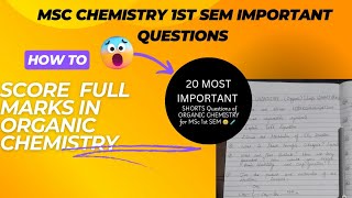 MSC CHEMISTRY IMPORTANT QUESTIONS ORGANIC CHEMISTRY MSc 1ST SEM IMPORTANT QUESTIONS [upl. by Lartnom]