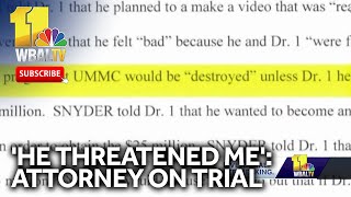 He threatened me UMMS exec says in attorneys trial [upl. by Hanonew806]