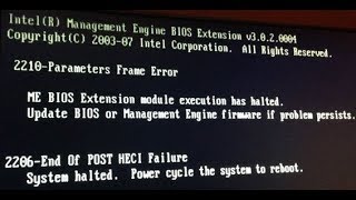 2206 End of POST HECI Failure system halted Power cycle the system to reboot FIX [upl. by Mloc456]