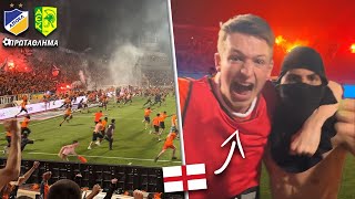 ENGLISH FAN EXPERIENCES CYPRUS ULTRAS  APOEL vs AEK [upl. by Anilad]