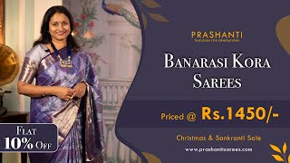 Banarasi Kora Sarees  Flat 10 Off  Prashanti  29 Dec 2023 [upl. by Kreiker960]