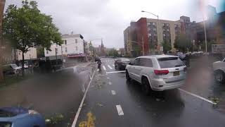 Throop Ave in the rain Brooklyn  Biking NYC pov [upl. by Nealey]