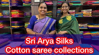 Sri Arya Silks cotton saree collections nandhinisvibes sriaryasilks cottonsarees summer [upl. by Assiren]