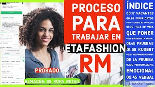 🇪🇨Trabajar en Etafashion RM Salario Postulación Explicación pruebas Etafashion Quito Guayaquil KUDER [upl. by Llerdnad955]