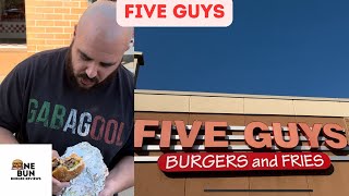 One Bun Burger Reviews Episode 8 Five Guys Staten Island NY [upl. by Ydderf]