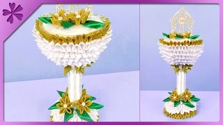 DIY Ribbon kanzashi communion chalice ENG Subtitles  Speed up 347 [upl. by Notlit]