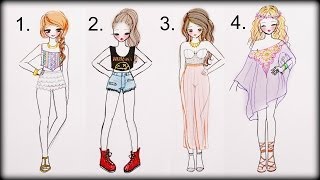 ❤ Drawing Tutorial  How to draw 4 Summer Outfits ❤ [upl. by Thin18]