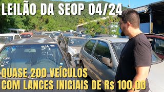 LEILÃO SEOP 0424  RIO DE JANEIRO em 17042024 QUASE 200 CARROS e MOTOS a partir de R 10000 [upl. by Spear]