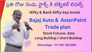 Nifty BankNifty Key Levels for Tomorrow  Bajaj Auto AsianPaints Trade plan [upl. by Lemuel284]