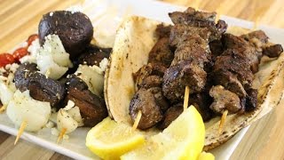 Greek Style Lamb Souvlaki with Grille Mushroom Skewers [upl. by Anstice170]