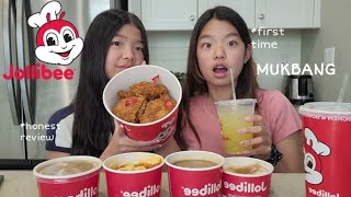 FIRST TIME TRYING JOLLIBEE MUKBANG very honest review [upl. by Yelyr]