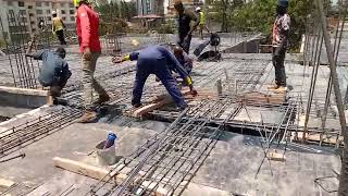 Beams and slab steel Reinforcements bars work 6th floor slab [upl. by Enyaw]