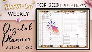 How to create a Weekly Digital Planner for 2024  Fully Linked  Automatic Hyperlinks [upl. by Dnomse]