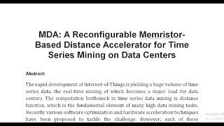 MDA A Reconfigurable Memristor Based Distance Accelerator for Time Series Mining on Data Centers [upl. by Regnig]