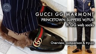 Gucci GG Marmont Princetown Slippers wFur Review comparison and tryon [upl. by Nora]