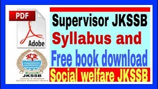 JKSSB supervisor social welfare free book and review of syllabus by home academy [upl. by Jovia]