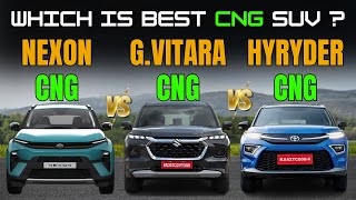 2024 tata nexon cng vs grand vitara cng vs hyryder cng  CNG Comparison  Antique Auto Car [upl. by Eirojam955]