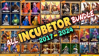 FREE FIRE ALL INCUBETOR BUNDLE  FREE FIRE ALL INCUBETOR  ALL INCUBETOR IN FREE FIRE [upl. by Ennaeerb]