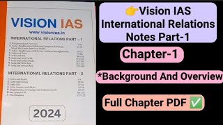 Vision IAS International Relations Part 1 Chapter 1 PDF Background And Overview Full Chapter PDF [upl. by Lissa496]