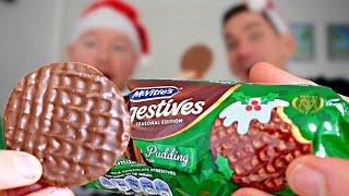 CHRISTMAS PUDDING BISCUITS McVities Milk Chocolate Digestives REVIEW [upl. by Led]