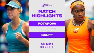 Anastasia Potapova vs Coco Gauff  2023 Miami Round 3  WTA Match Highlights [upl. by Noeht]