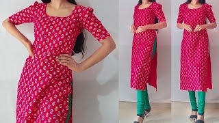 Casual wear Kurti Cutting amp Stitching Very Easily  KurtiSuit cutting stitching for beginners [upl. by Yanel]