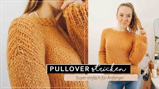 Sehr einfachen Basic PULLOVER stricken  Strickanleitung für Anfänger [upl. by Anav]