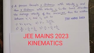 A person travels X distance with velocity V1 and then X distance with velocity V2 in the same direc [upl. by Mychael]