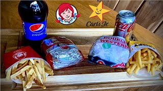 Wendys vs Carls Jr quotProbando Hamburguesas cadenaquot  Probando weas Express [upl. by Gasperoni]