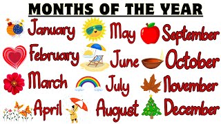 12 Months of The Year Name for Kindergarten  Seasons Month of year Learn the calendar in English [upl. by Janna]