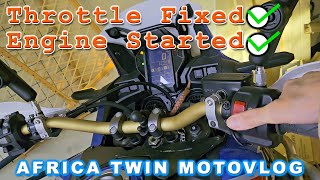 Stuck Throttle Fixed amp 1st Startup In 6months  Honda Africa Twin Motovlog [upl. by Aynnat151]