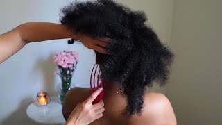 ASMR heavenly hair play and back tingles on Jazlyn 4B hair whispers [upl. by Elora]