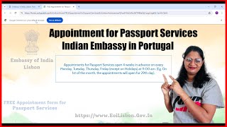 How Can Take online Appointment In Indian Embassy Lisbon Portugal for RenewLostDamage Passport [upl. by Animas974]