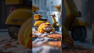 Cat delivering pizza😺🍕 shorts viral kitten cutecat cat [upl. by Cleti]