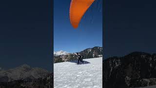 Snow flying 🪂🪂paraglidinglanding viralvideo exploreyoutube [upl. by Llertnod894]