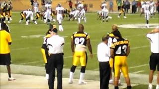 Hines Ward and William Gay Dancing 81811 Steelers vs Eagles [upl. by Luap]