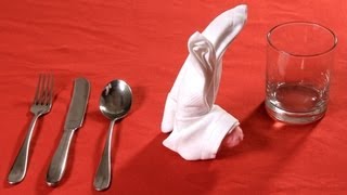 How to Fold a Napkin into Modern Bunny Ears  Napkin Folding [upl. by Ainerbas]