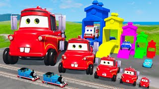 Big amp Small Rescue Squad Mater vs Slide Colors with Trains vs Portal Trap  BeamNGDrive 42 [upl. by Herwin]