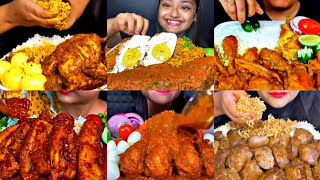 ASMR EATING SPICY CHICKEN CURRY EGG CURRY FISH BIRYANI  BEST INDIAN FOOD MUKBANG Foodie India [upl. by Onil]