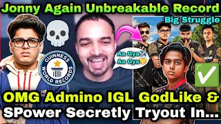 Caster Shocked By Admino IGL amp SPower Tryout In GodL 😮Jonny Again New Record 💀🎯Jelly Simp Struggle😢 [upl. by Raseta]