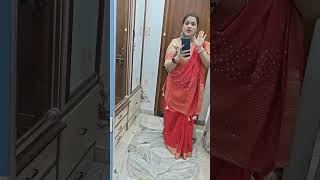 Tera surname mere naam kr de🥰  garbha look navratri dandiya garbha redsaree [upl. by Alaekim]