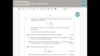 ALevel maths January 2013 Question 7 C4 Edexcel [upl. by Noir955]